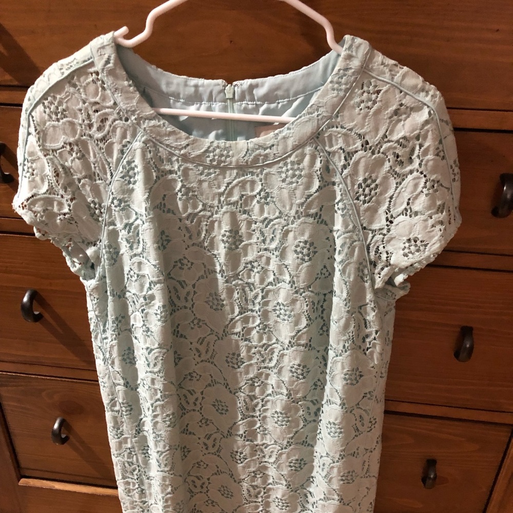 LOFT mint green overlay floral dress
